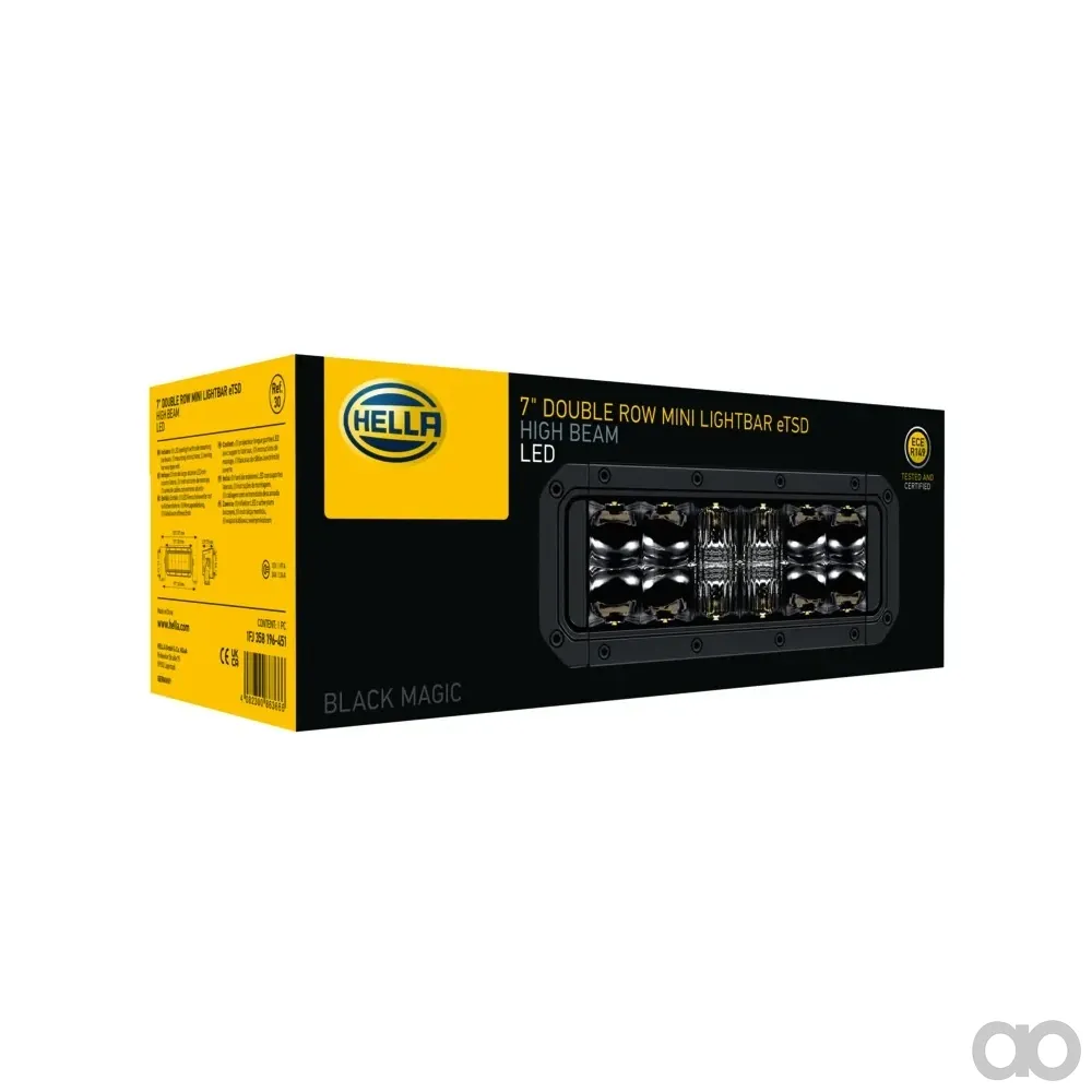 HELLA - 1FJ 358 196-451 - LED-High Beam Headlight, Black Magic Tough Mini Lightbar 7", 12/24V, 2100lm – Front