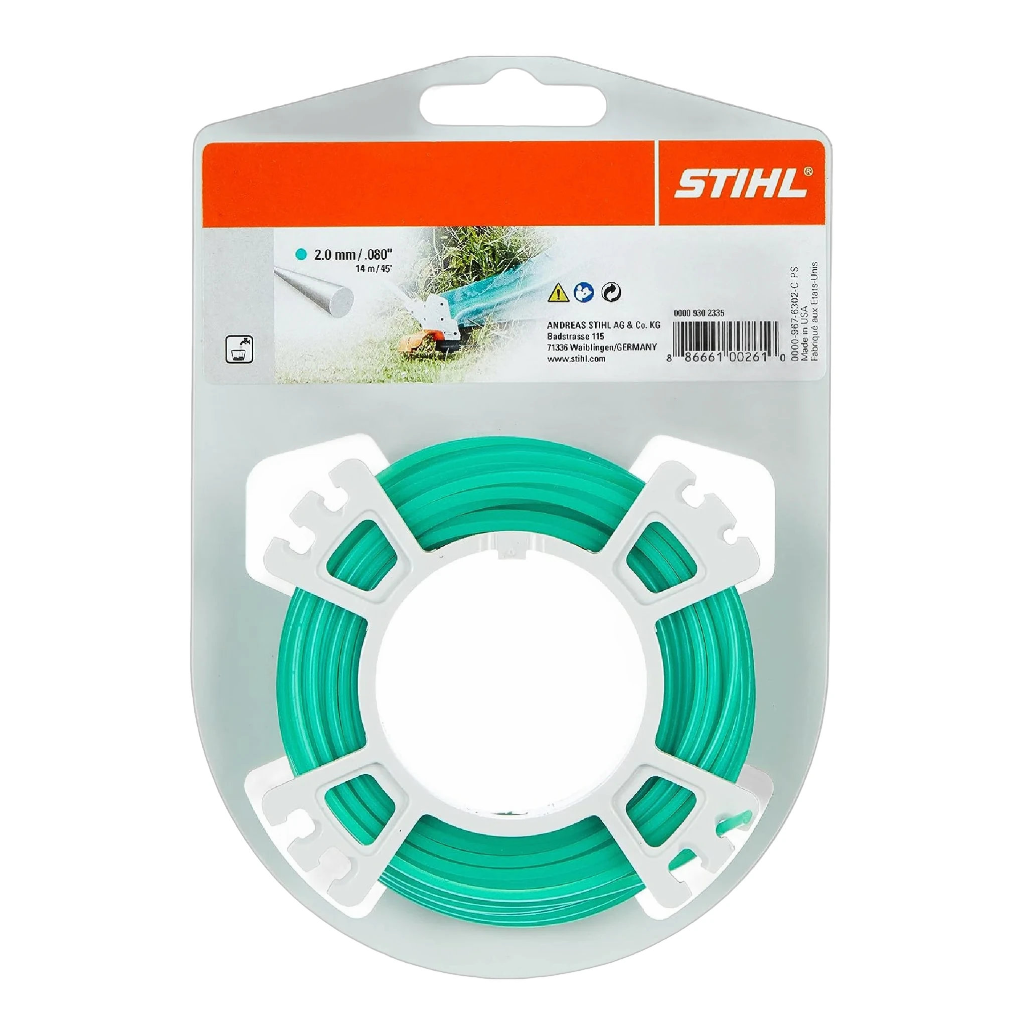 Stihl - 0000-930-2335 - Diametro Linea Rotonda 2,0 mm x 14,0 m Verde