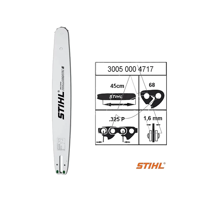 Stihl - 3005-008-4717 - Guida barra R 45 cm/18 pollici 1,6 mm/0,063 pollici .325 pollici