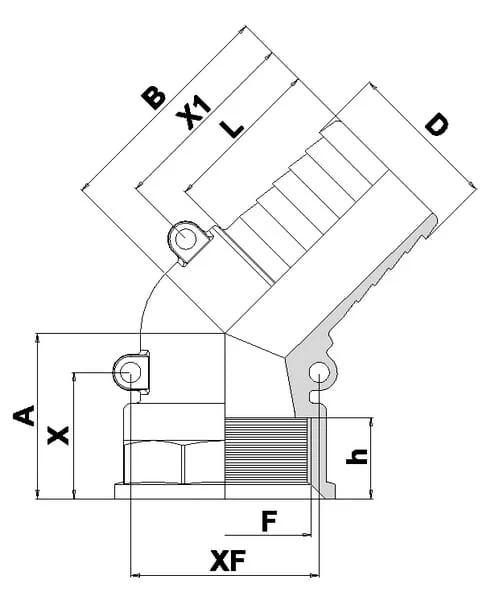 Arag - 111750 - Flessibile per tubo 45° 50 mm x 2" F
