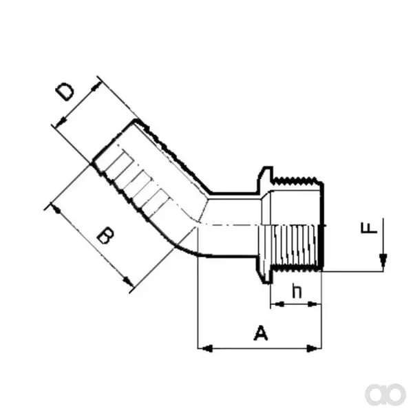 Arag - 114640 - Scollo 45° 40 mm x 1 1/2" M