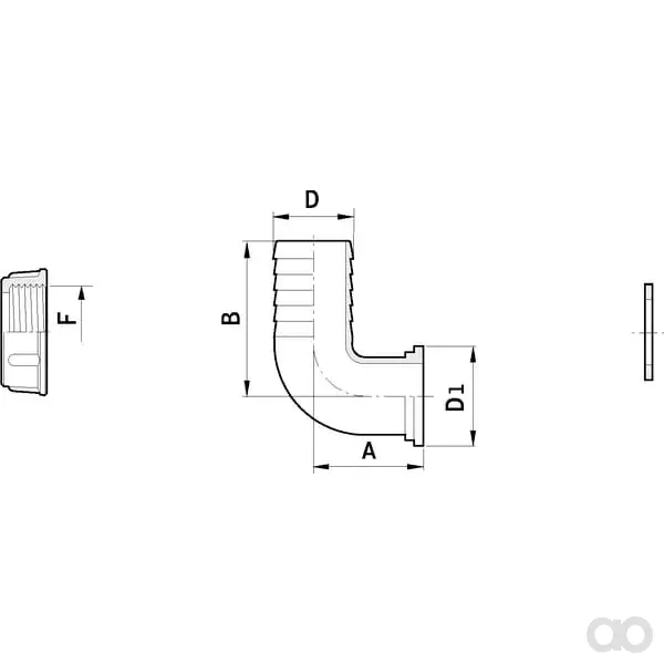 Arag - 115210 - Flessibile a forma di 90° 10 mm - 1/2"