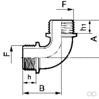 Arag - 123055 - Gomito 90° maschio/maschio filettatura 1 1/4"