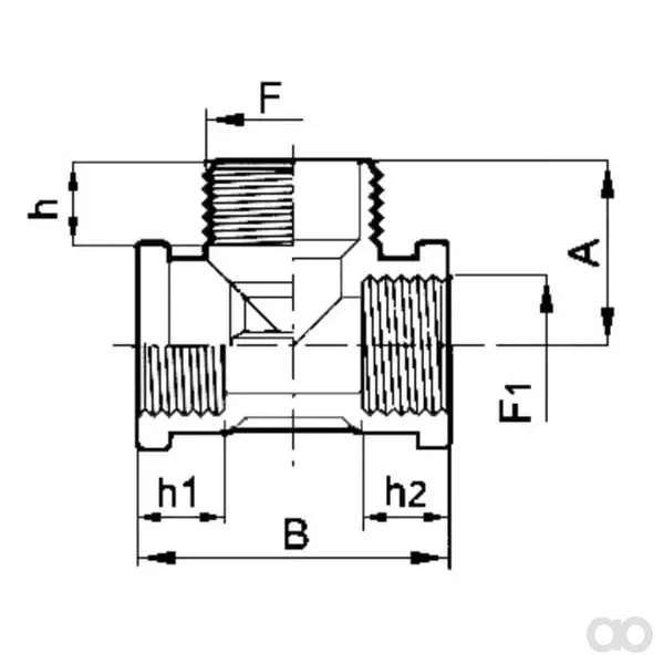 Arag - 133024 - T-Pezzo 2x Femmina 1/2" + 1x Maschio 1"