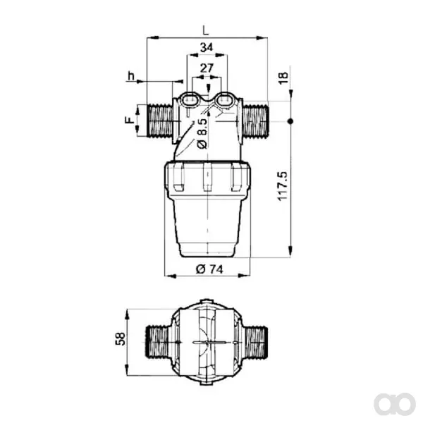 Arag - 3222023 - Filtro per linea 1/2" M 80-100 L/min
