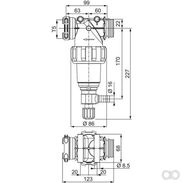 Arag - 32221M35 - Filtro lineare auto-pulente con 80 maglie