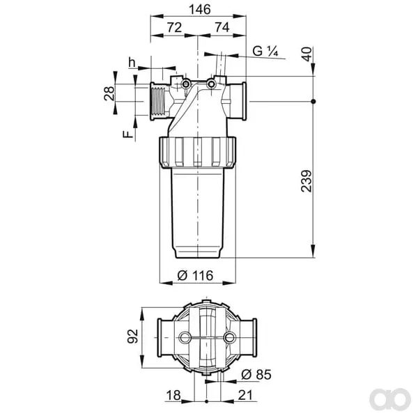 Arag - 32820535 - Filtro lineare 1 1/4" 80 mesh