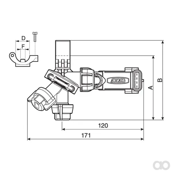 Arag - 4012T741 - Supporto per ugello a 3 vie 1/2" Seletron
