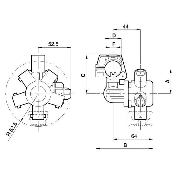 Arag - 4064727 - Supporto per ugelli ISO 4 vie 20 mm / 7 mm