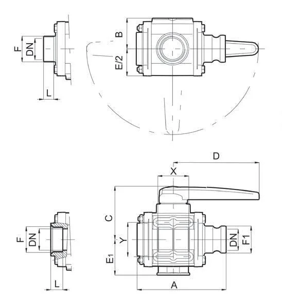 Arag - 453026H77 - Valvola a sfera 3 vie 2" M