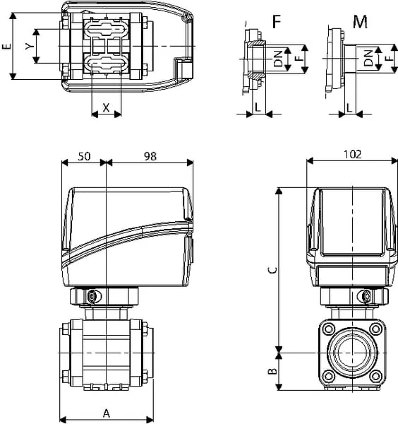 Arag - 853K05A66 - Electric 2-Way Ball Valve 1 1/2"