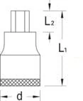 Gedore - DPIN194 - Socket-Screwdriver 1/2" 4 mm, Socket for Internal Hex, 1 1/2" Drive
