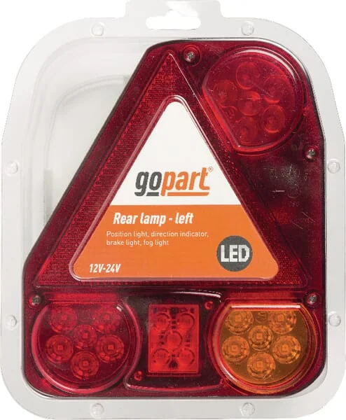 Gopart - LA45001 - Fanale posteriore LED, rettangolare, 12/24V, rosso/arancio, 206x55x174mm – sinistro