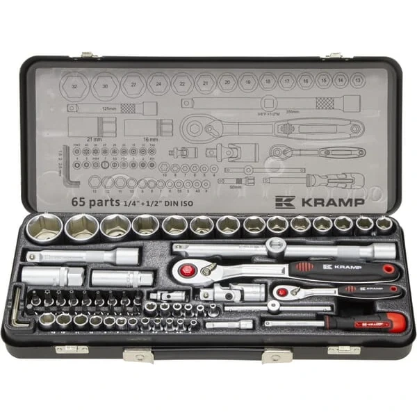 Kramp - 180465420KR - Socket Set 1/4" 1/2" 65 pcs