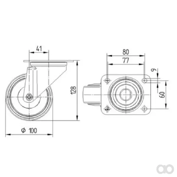 Tente - 3470HUR100P62 - Swivel Casters Gray Polyamide Tread Rubber Core