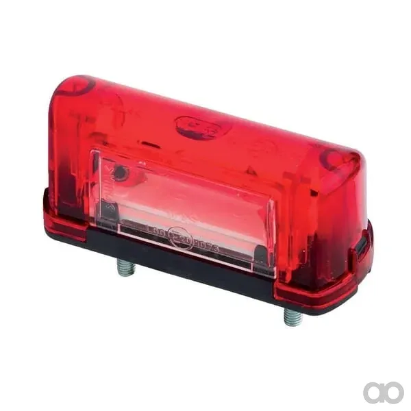 Waś - 1400300344 - Number Plate Light Rectangular, 12/24v, Red, Bolt on, 83x32x39mm, Waś – Rear