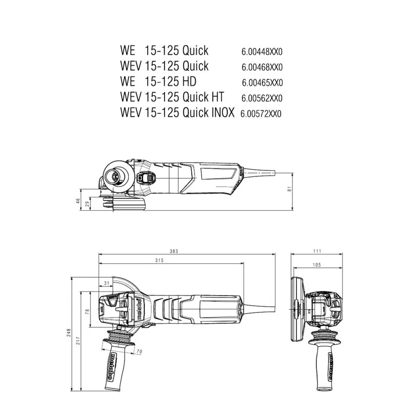 Metabo - WEV 15-125 Quick - Smerigliatrice angolare
