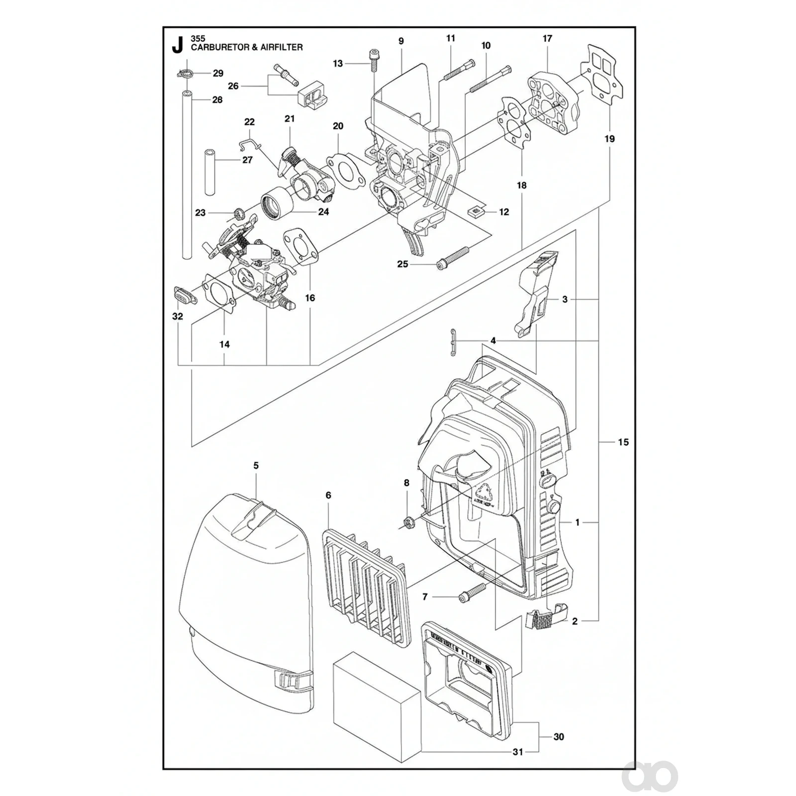Husqvarna - 537410802 - Filtro dell'aria (Nylon 44/27)