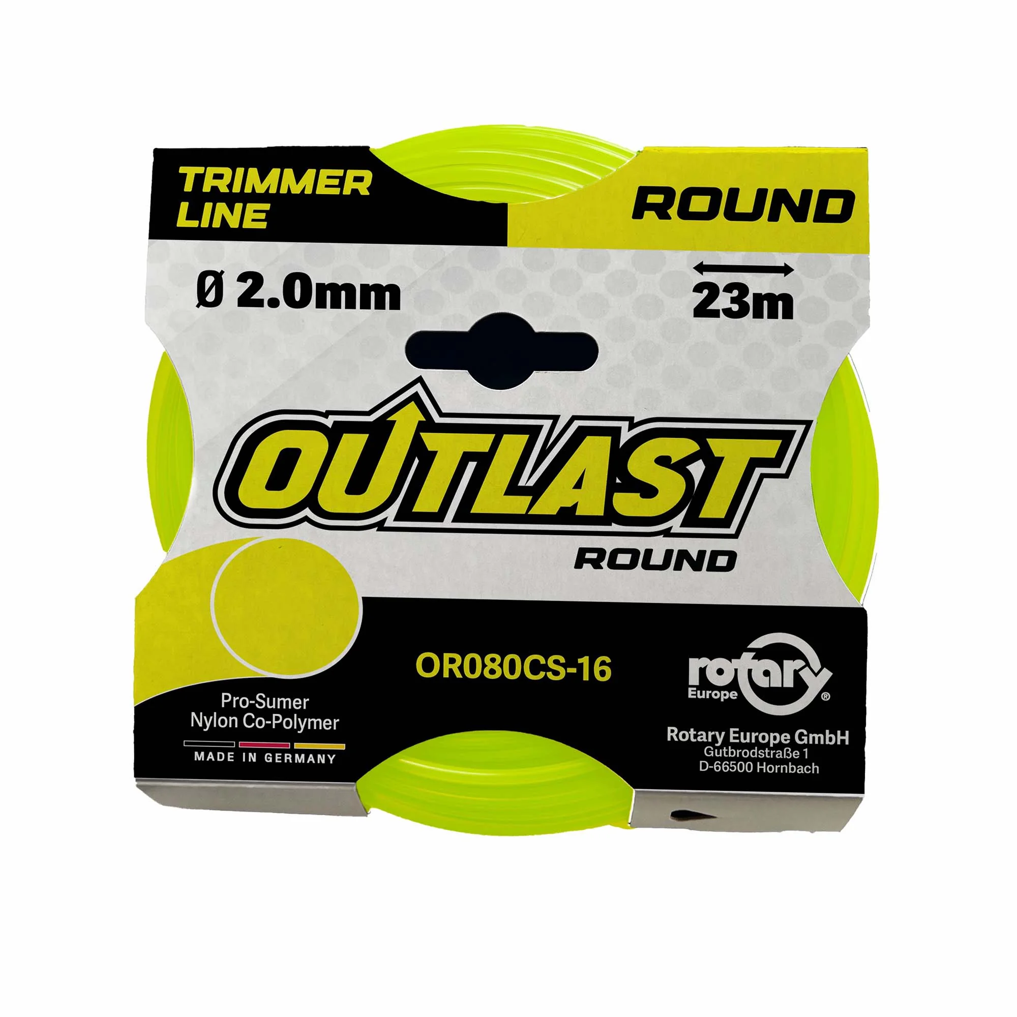 Rotary - 080CS16 - Linea rotonda gialla .080 pollici/2,0 mm 23 m Outlast