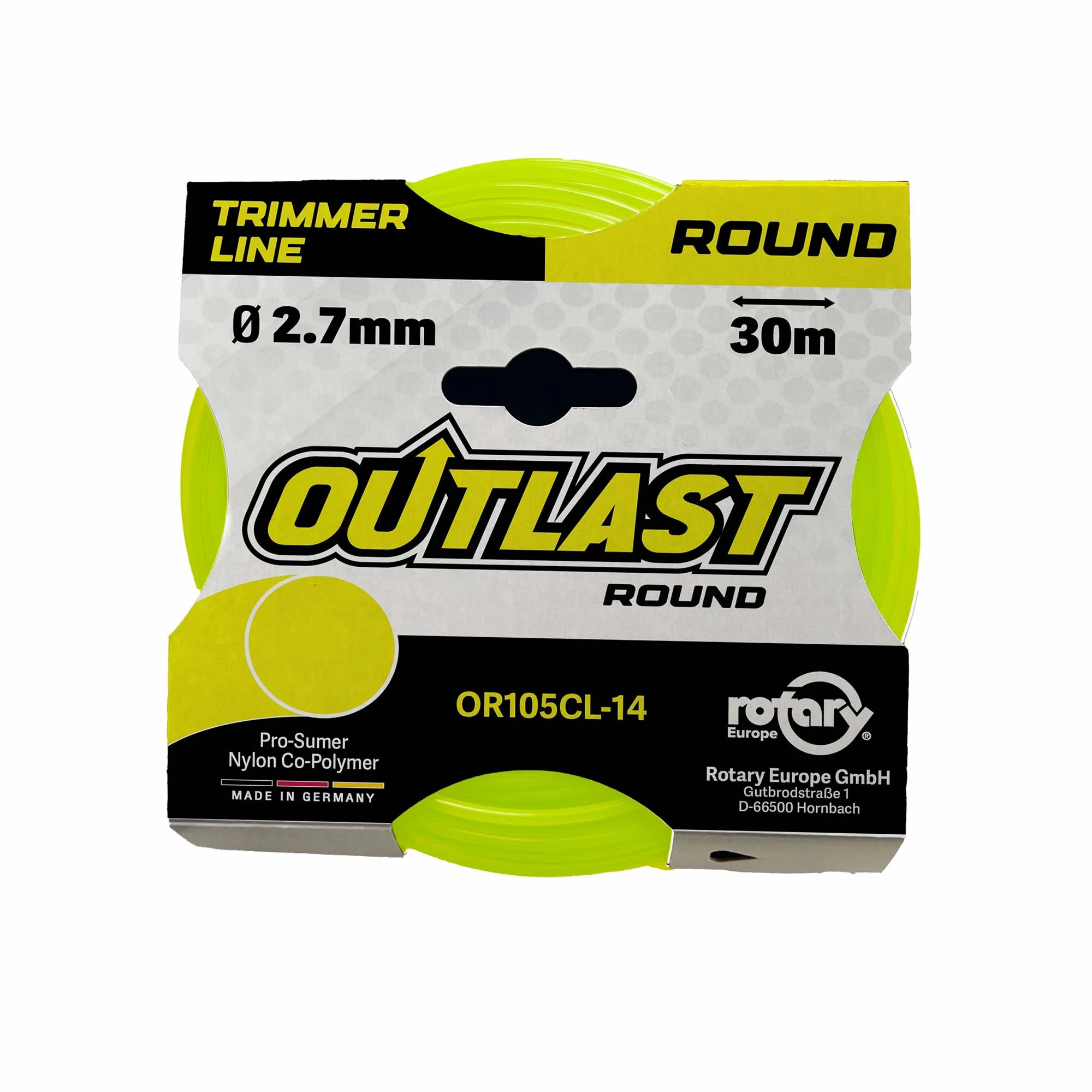 Rotary - 105CL14 - Linea rotonda gialla .105 pollici/2,7 mm 30 m Outlast