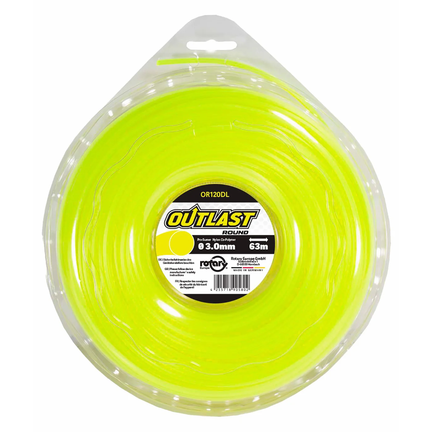 Rotary - 120DL12 - Linea rotonda gialla .120 pollici/3,0 mm 63 m Outlast