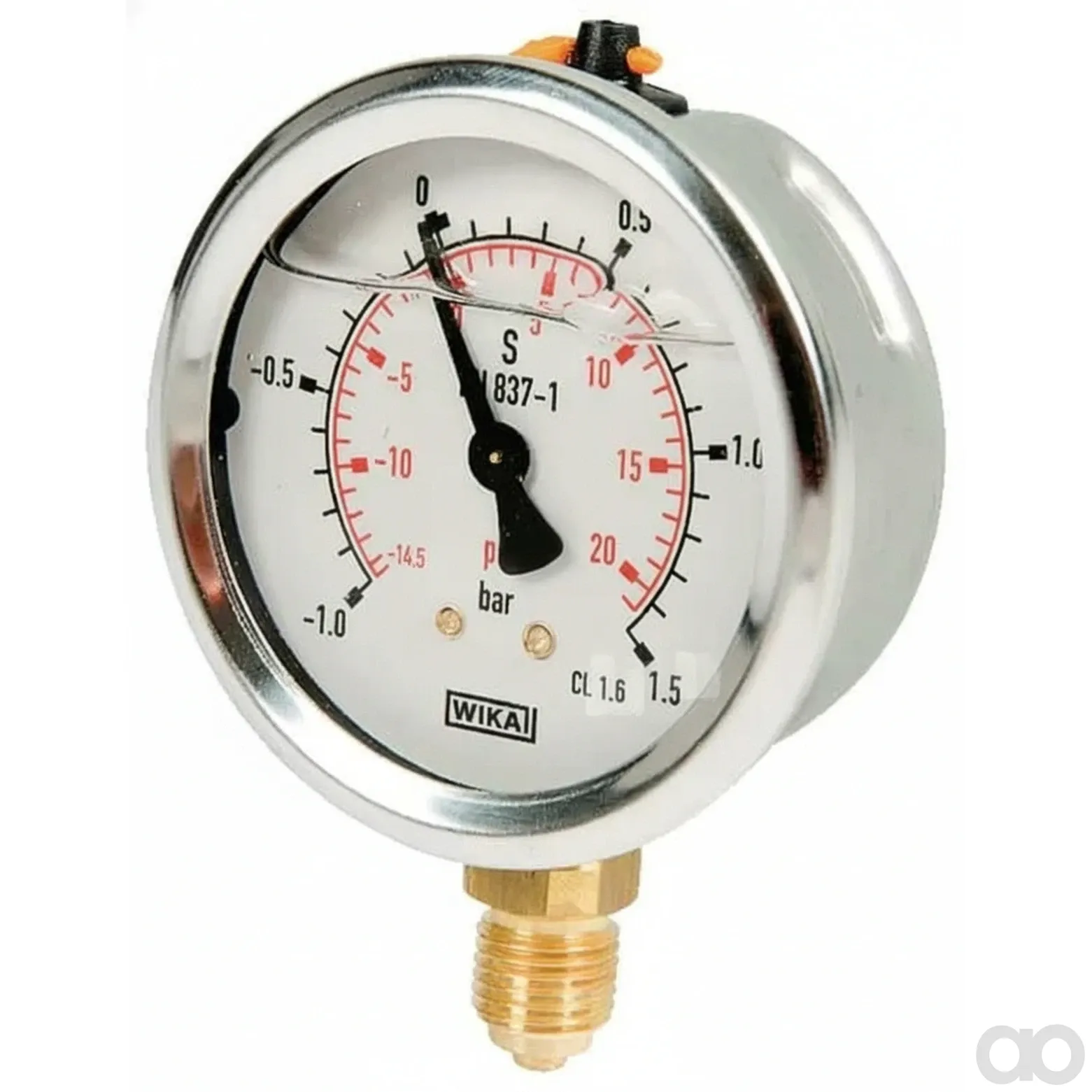 Kramp-b711wm0631015d - Pressure gauge, Ø63mm, from -1 to +1.5 bar, bottom connection 1/4"