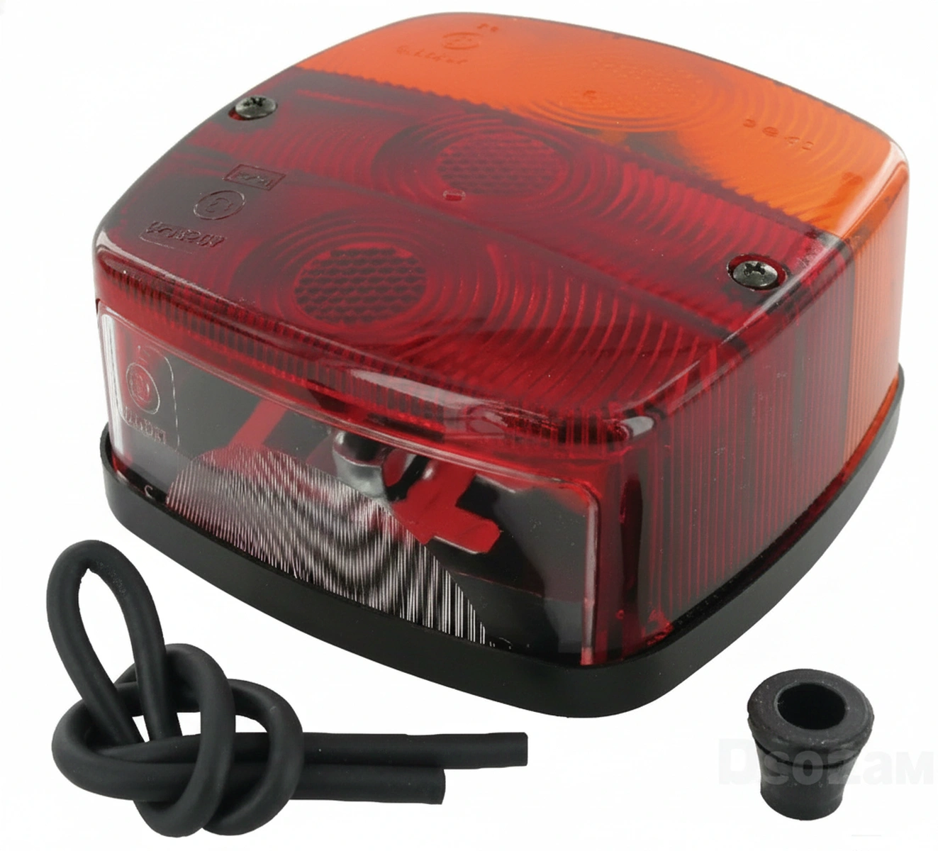 Kramp-bbsk1235 - Rear light square, 12V, red/amber, bolt on, Flat plug, Geka