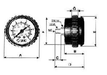 SMC - KP8-2,5-50 - Manometro per pannello
