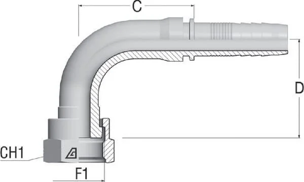 Alfagomma - DAVNS202390G2 - Inserto F NS-DN20-1.7/16ORFS90
