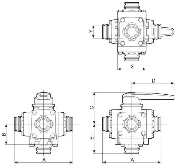 Arag - 453053S44 - Valvola a sfera 5 Way T4
