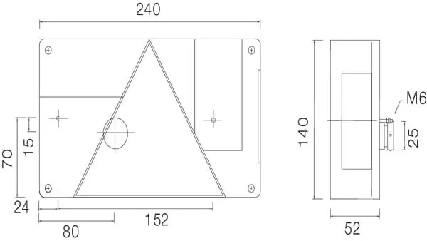 Aspöck - 245000157 - Luce posteriore sinistra rettangolare, rosso/ambra, montaggio a bullone, Multipoint