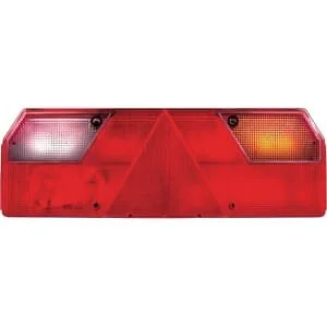Aspöck - 255400507 - Faro posteriore DX rettangolare, rosso/trasparente/ambra, avvitabile, baionetta 7-Pin, Europoint