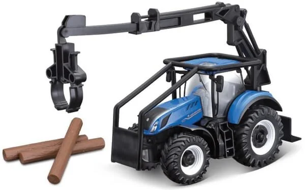 Bburago - 1831669 - Trattore forestale e caricatore per legname New Holland T7.315