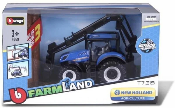 Bburago - 1831669 - Trattore forestale e caricatore per legname New Holland T7.315