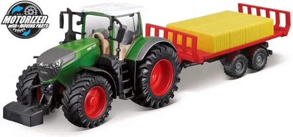 Bburago - 1831674 - Trattore Fendt 1050 Vario e rimorchio per balle