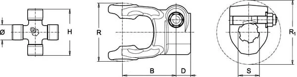 Bondioli Pavesi - 5090G0460 - Giunto, bullone a morsetto, 1-6 Spline, S5/S6/G5/5
