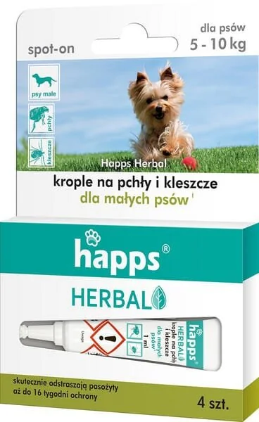 Bros - 15941612 - HAPPS Gocce erboristiche repellenti per insetti per cani di piccola taglia, 5-10kg