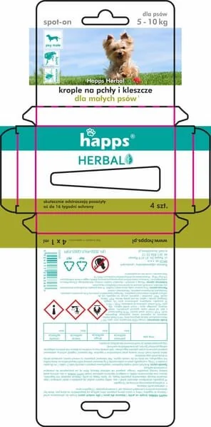 Bros - 15941612 - HAPPS Gocce erboristiche repellenti per insetti per cani di piccola taglia, 5-10kg