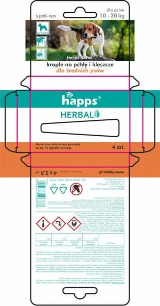 Bros - 15941613 - HAPPS Gocce erboristiche repellenti per insetti per cani di taglia media, 10-20kg