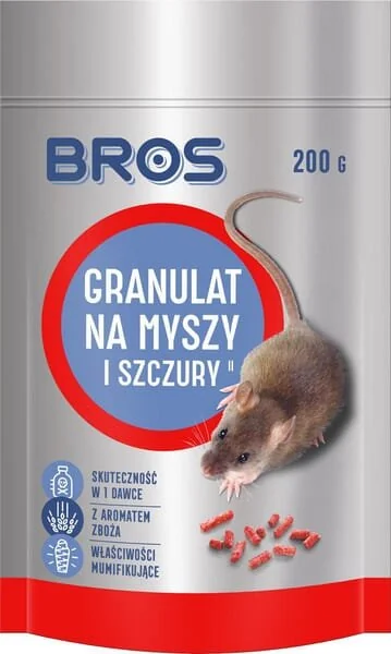 Bros - 15941955 - Pellet esca topicida e ratticida, 1kg - 5 x Doypack 200g