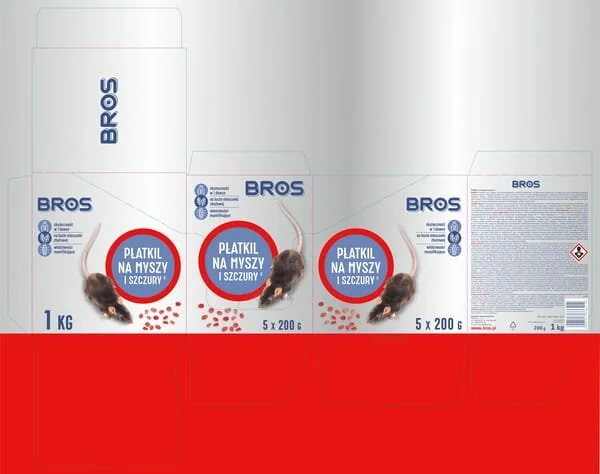 Bros - 15941956 - Grano esca topicida e ratticida, 1kg - 5 x Doypack 200g