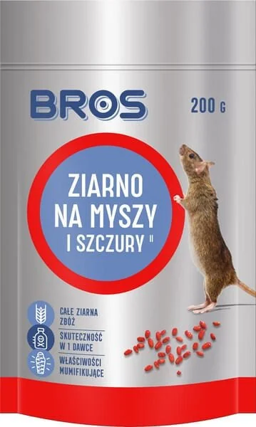 Bros - 15941956 - Grano esca topicida e ratticida, 1kg - 5 x Doypack 200g