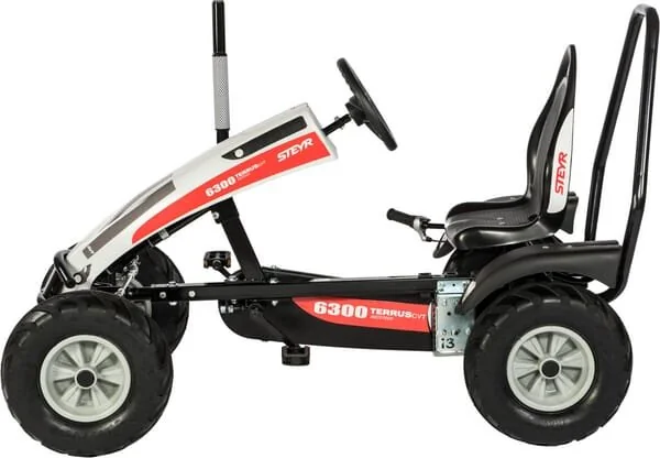 Dino Cars - 66980BF3 - Go-Kart, Steyr, bianco/nero/rosso, dall'età di 5 anni, con ruota libera, Track BF3 By