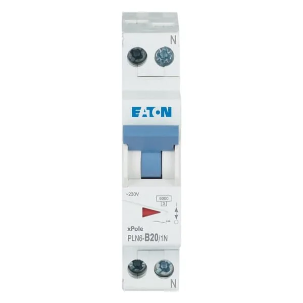 Eaton - PLN6B201N - Interruttore automatico in miniatura 20A,1P+N,B