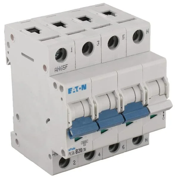 Eaton - PLS6B203N - Interruttore automatico in miniatura 20A,3P+N,B