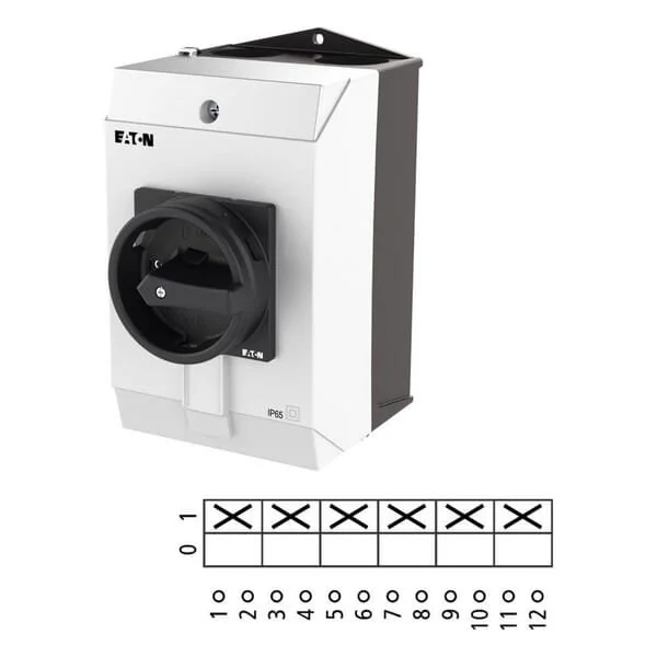 Eaton - T338342I2SVBSW - Interruttore rotante 6P, 32A, BK