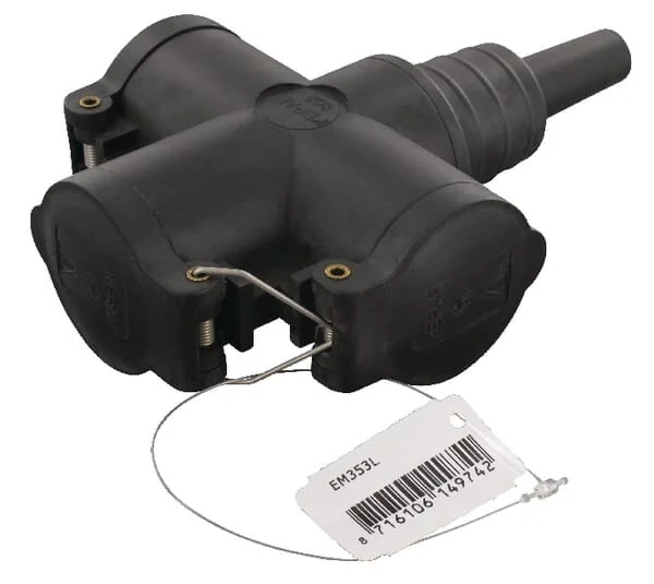 KERAF - EM353L - Accoppiatore 3-Vie Spina Gomma 2P+RA