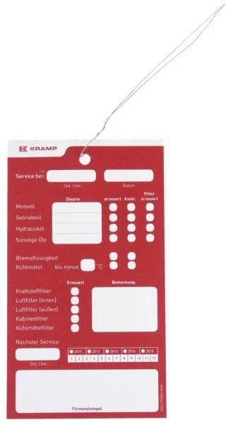 Kramp - 10000611001 - Scheda di servizio ispezione 25 pezzi