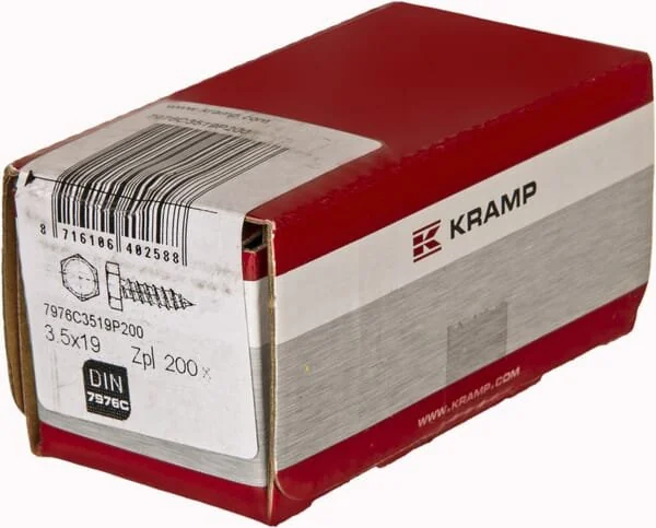 Kramp - 7976C3519P200 - Vite autofilettante 3.5x19mm, testa esagonale da 5,5mm, DIN 7976C
