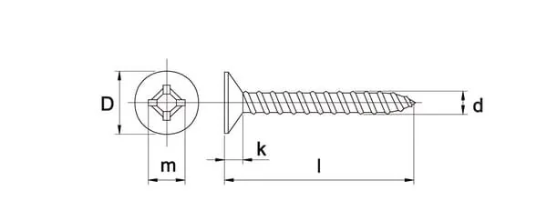 Kramp - 7982C5538P200 - Vite autofilettante 5.5x38mm PZ3 svasata, DIN 7982C